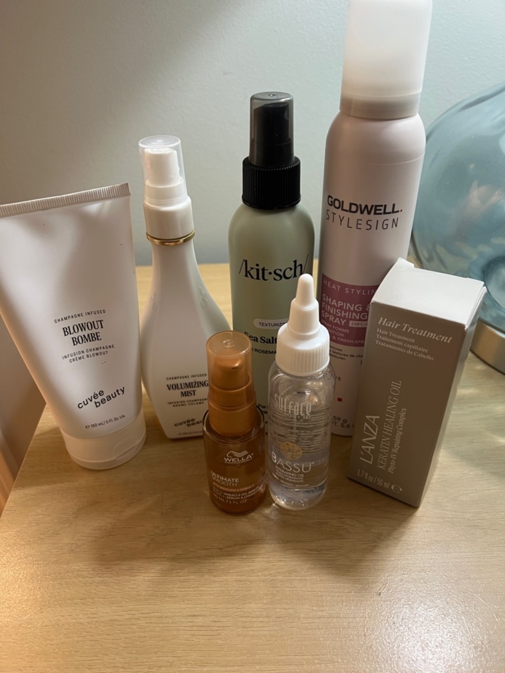Lot of 7 Hair Care Products:  Goldwell, L’Anza, Wella, Kitsch, Surface & More